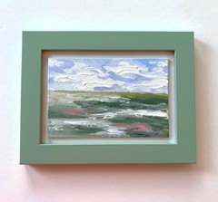 Original textured framed seascape painting, 8″ x 6″, acrylic art canvas, OOAK