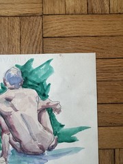 Vintage Watercolor Study Painting Portrait Of Man Peter Feldman 8.5x 10. Gay Int
