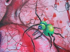 pop painting original art manga cartoon humor horror psychedelic blood vampires