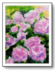 LOVELESS – „PINK & YELLOW ROSES“ 11 x 14 acrylic on paper living room decor COA