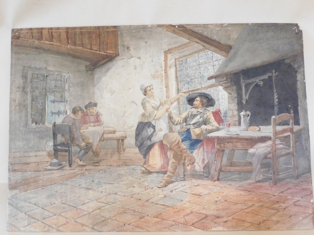 Vintage Watercolor Painting on Board Signed Jan Ten Kate 22×15