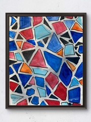 Mosaic Abstract Acrylic Original Art 14×11 Paper