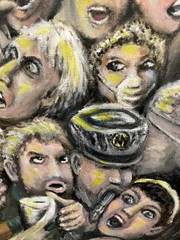 Original Oil Painting Of COVID’s Media Driven Mass Hysteria 16×20
