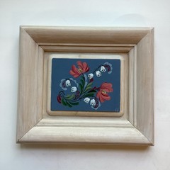 Rosemaling Painting Folk Art Framed Wood Plaque Floral Telemark 11×9 Signed EE