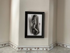 original painting Oil dry brush female nude Signed PIN-UM MODEL ADULT ONLY