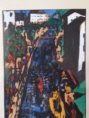 Color lithograph, city canal view. 18cm x 34cm. Sweden 1964.