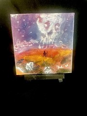 Original 4×4″ Oil Pastels Painting on Canvas Board“The Titan Beneath the Stars“