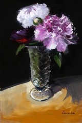 SPRING Flowers peonies Still Life Oil painting UKRAINE 8X12 demenko art