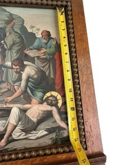Vintage Stations Of The Cross 11th Station Jesus Nailed To The Cross Painting
