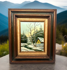 Phillip Cantrell Winter Oil Painting 8X10 Winter Landscape Framed Signed Canvas
