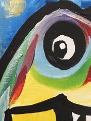 Atherton 11×14 Original Expressionism Dinosaur painting „Cute Dino6“ hand signed