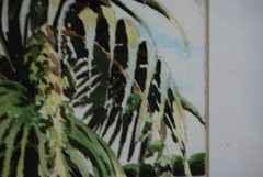 Vintage 1997 Framed Signed Diane Lary Watercolor Painting „Flamingo Palm“ 8X11