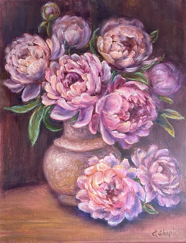 Peonies Original Oil Painting Pink Flower Wall Art 14”x18” Floral wall Decor