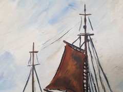 No.: 334 oil painting artwork painting oil painting seafaring sea ship people