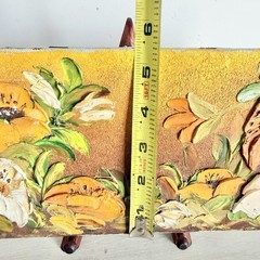 VTG MCM Impasto Oil Painting Floral Still Life Orange White Heavy Texture Art