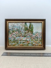 Spring Blossom Original Oil Painting 7×5 Framed Signed Orchard Landscape Art