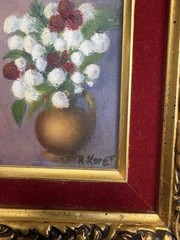 Vintage Floral Oil Painting Artist Signed, Framed