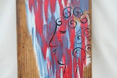 CRYING LIBERTY on SALVAGED WOOD Jr CHARLIE FAST OUTSIDER POLITICAL FOLK POP ART