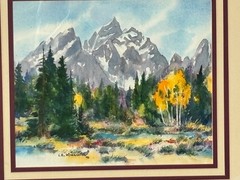 Fred A. Kingwill Wyoming Grand Teton Autumn Landscape Watercolor Painting 1990