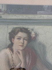 ANTQUE PAINTING PRETTY WOMAN FEMALE MODEL MASTERFUL ART DECO NOUVEAU 1910’S RARE