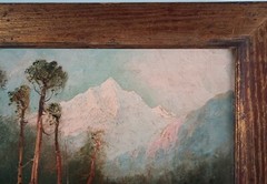 Antique Original D.A Fisher Oil Painting White Mountain Riverside Listed Artist