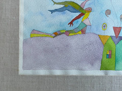 Asaph Ben Menahem(b.1940-) „A Paradise Scene“ Original Watercolor on Paper. 1969