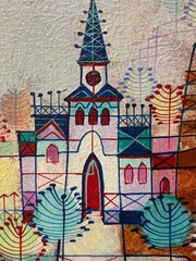Listed Chinese Artist Heshi Yu Original Acrylic Painting On Board