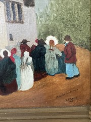 19th Century French Village Painting 21 X 25