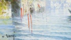 Maria Gianni (1873-1956) – Framed Gouache, Gondola on the Lido