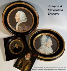 Antique French c.1830 Portrait Miniature, Handsome Gentleman, High Collar Jacket