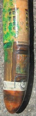 Large HAND-PAINTED GOURD Art Painting CAFE Bicycle APARTMENTS Tree FLOWERS 32.5″