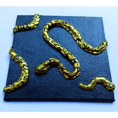 3D Emboss Snake Animal Glue Gun Canvas Shiny Pop Medium Art Hand Painting NEW