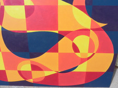 Contemporary abstract painting on board hard edge style art student work
