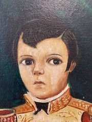 🔥 Antique Old Mexican Folk Art Portrait Oil Painting, Agapito Labios 1920s