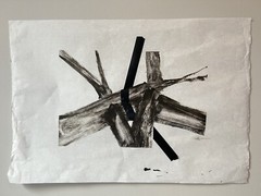 Abstract Monotype Original Contemporary Fine Art Ink Work On Paper Wabi Sabi