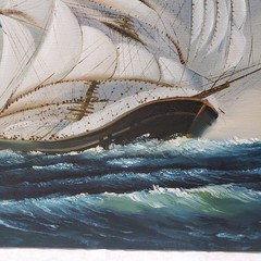 Original Seascape Oil Painting Sailing Ship 48×24 Signed Brian Park Nautical Art