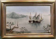 Meg Heres Tranquility Castle Bay Framed Oil Painting