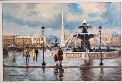 Manner of EDOUARD LEON CORTES „Place de la Concorde“ Oil on Canvas