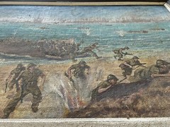 1944 Original Painting D-Day Juno Beach WW2 French Artist Canadian Troops