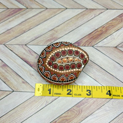 Artisan Hand Painted OOAK Traditional Red Mandala Stone Rock Decor 3″ Gift