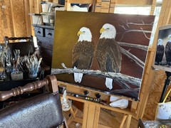Bald Eagle original painting on canvas by Arkansas artist Leah J Smith