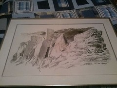 Nice Prentiss Taylor ink-wash (sumi) of Baux (France) Large. Well listed artist
