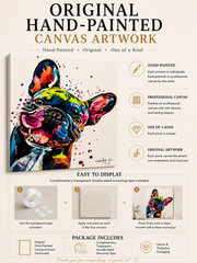 Original Hand Painted Colorful French Bulldog Canvas Art Dog Acrylic Painting