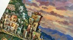 CETARA PAINTING ITALY AMALFI COAST CANVAS ORIGINAL by SOMMA ITALIAN WALL DECOR
