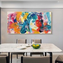 Modern Palette Knife Texture Colorful Abstract Wall Art Oversize Oil Painting#06