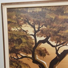 MCM Seascape Painting Monochromatic Sepia Signed Collins Tonalism Framed 41 x 31