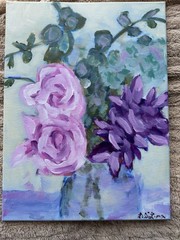 original abstract floral acrylic painting wall art 16 X 20 inches OOAK
