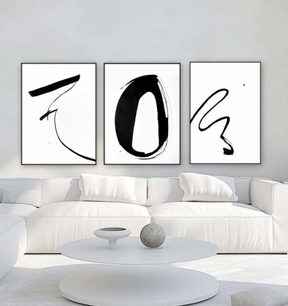 Set of 3 Original Paintings. Acrylic Ink on Paper. Modern art. 21Inx29In.