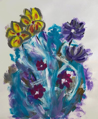 Messa Art: Lesley Ann- 12×16 Abstract Expressionism Original Floral Art on Paper