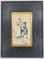 Antique 1850 Watercolor Painting Christiana Theresa Trevernan Schetky